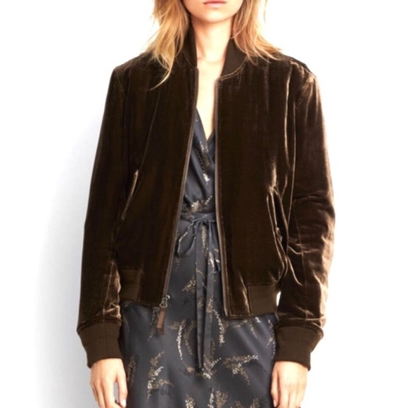 Vince Velvet brown zip up bomber jacket